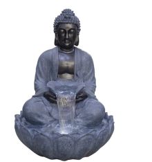 Giant Grey/Black Sitting Buddha Oriental Water Feature