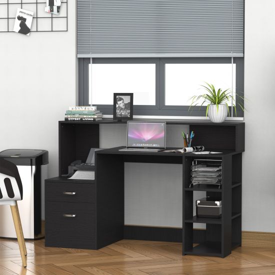 Enterprise large computer desk workstation with on sale shelves & drawers