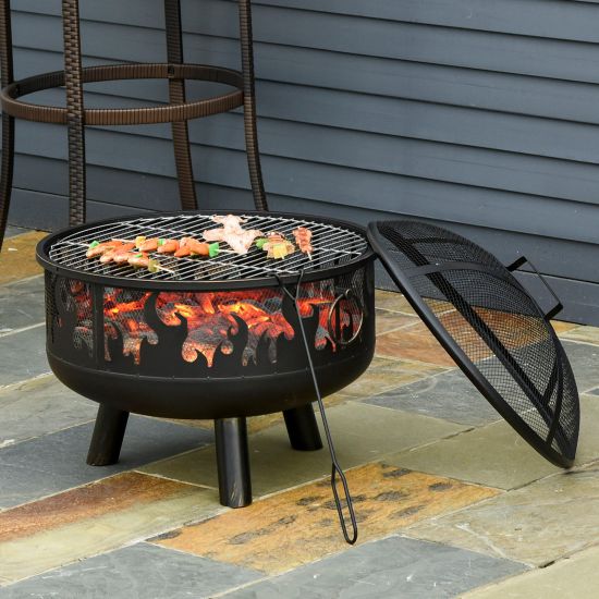 Fire pit outlet grill